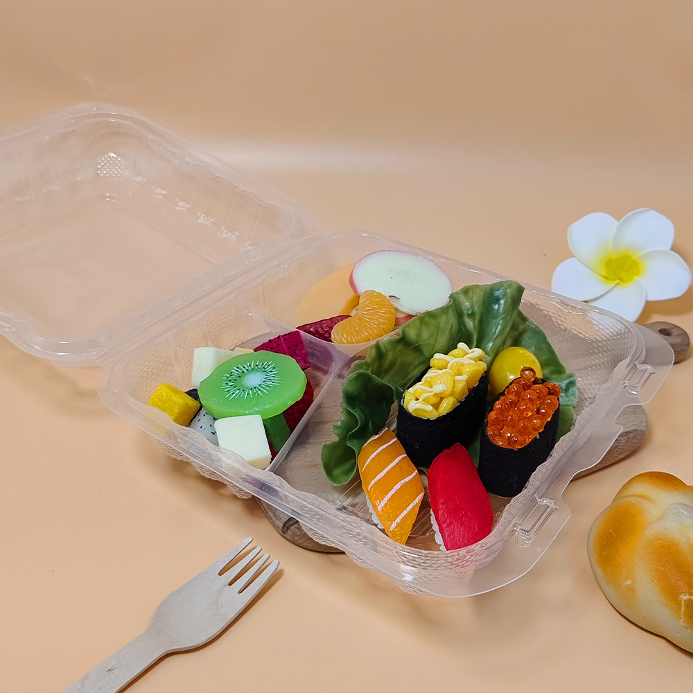 PP Food Container Recyclable Disposable Clear Plastic Hinged box For Hot Food Takeaway 1