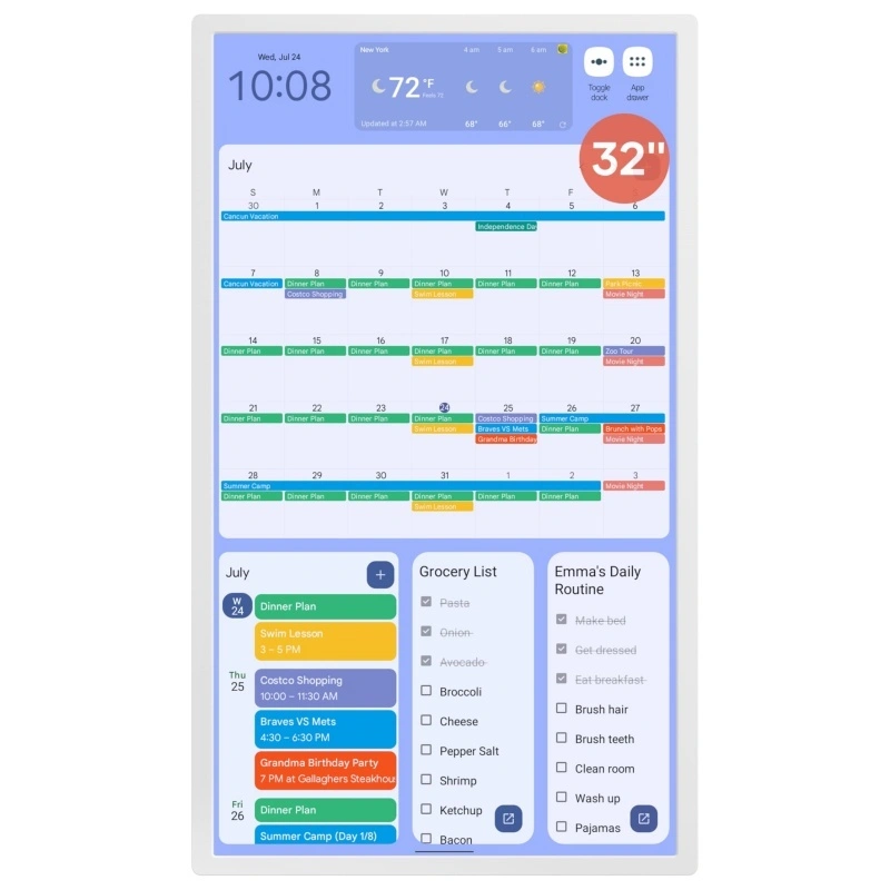 Calendario digital inteligente OEM/ODM de 32 pulgadas con marco de madera blanco de gran tamaño 2