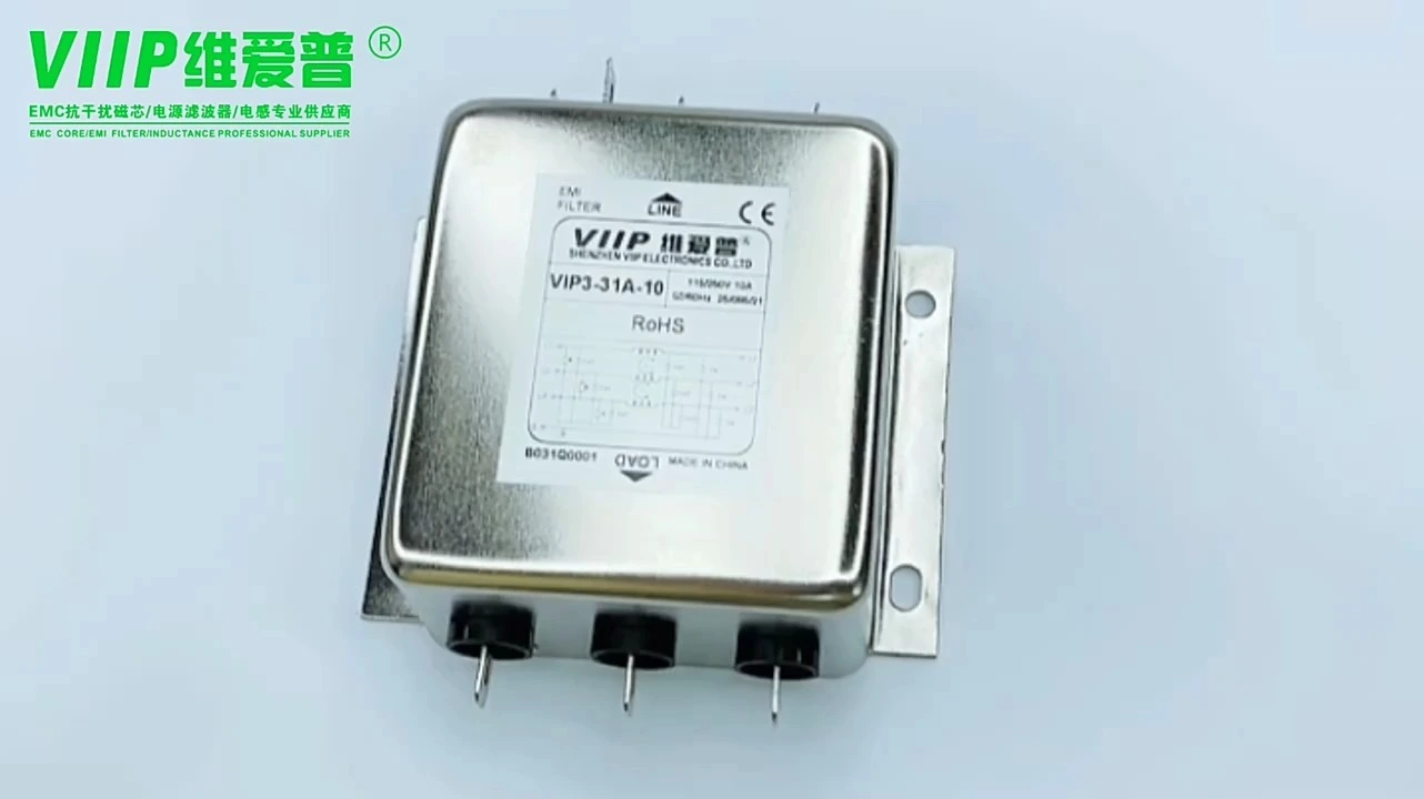VIIP Metal 3 Phase EMI Filter with Temperature Range 25/085/21C 1