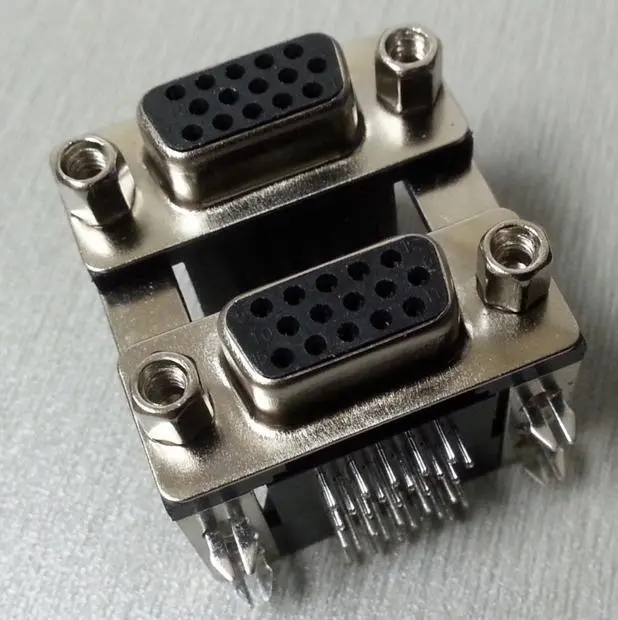 KLS1-116 HDR 3 Row High Density Dual port D-Sub Connector male female 15 pin 1