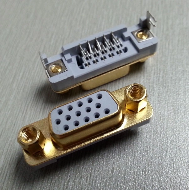 KLS1-620 HDR Slim D-SUB Connector 15 pin female Mid Mount 1