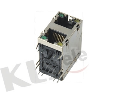KLS12-313-8P8C-2X1 Dual RJ45 Modular Jack Shield With LED 1