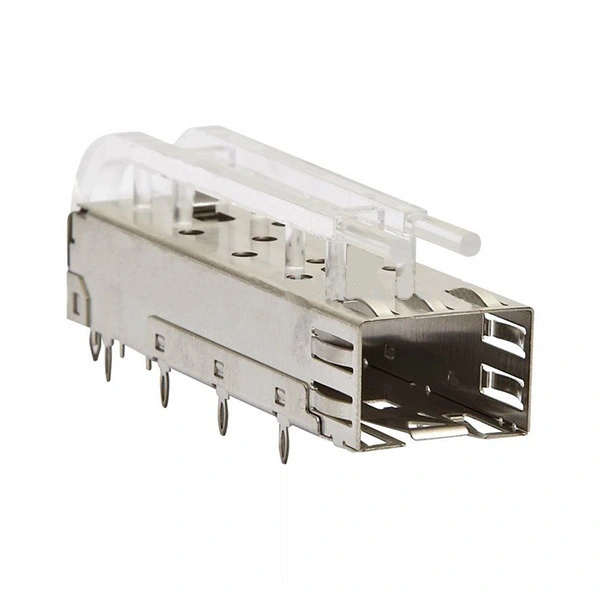 KLS12-SFP-011A SFP Cage 1x1 Press-fit with light pipe 1