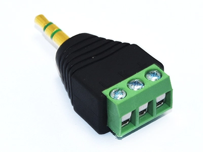 KLS2-DC-10      3.5mm 1/8 Stereo Male Plug To AV Screw Video AV Balun Terminal connector 1