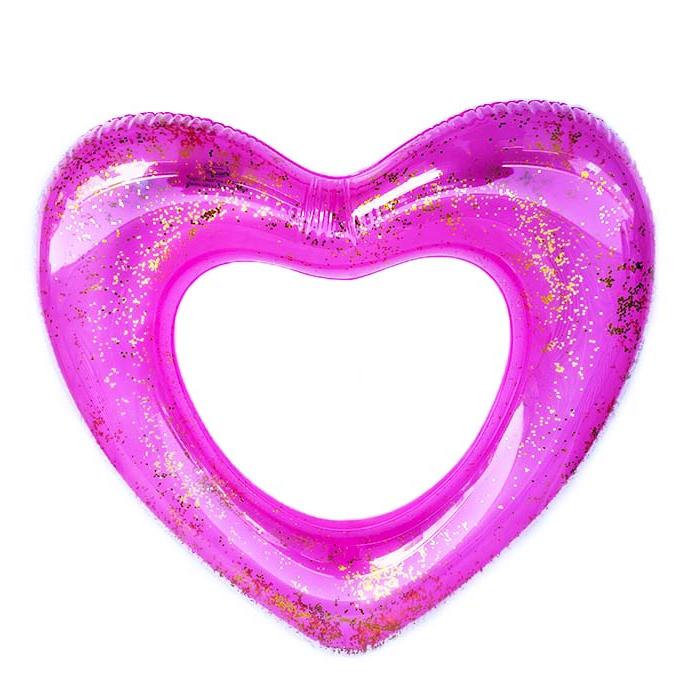 Anello da nuoto gonfiabile in PVC modello Love Glitter Heart OEM 2