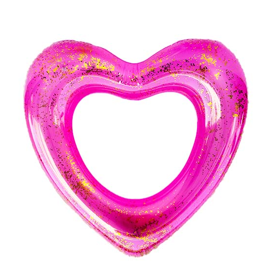 Anello da nuoto gonfiabile in PVC modello Love Glitter Heart OEM 3