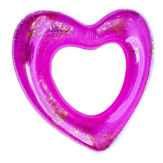 Anello da nuoto gonfiabile in PVC modello Love Glitter Heart OEM 4