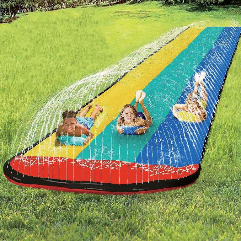 OEM Summer Inflatable Slip Water Slide with Body Board Toys Outdoor Garden Park PVC Raft 4