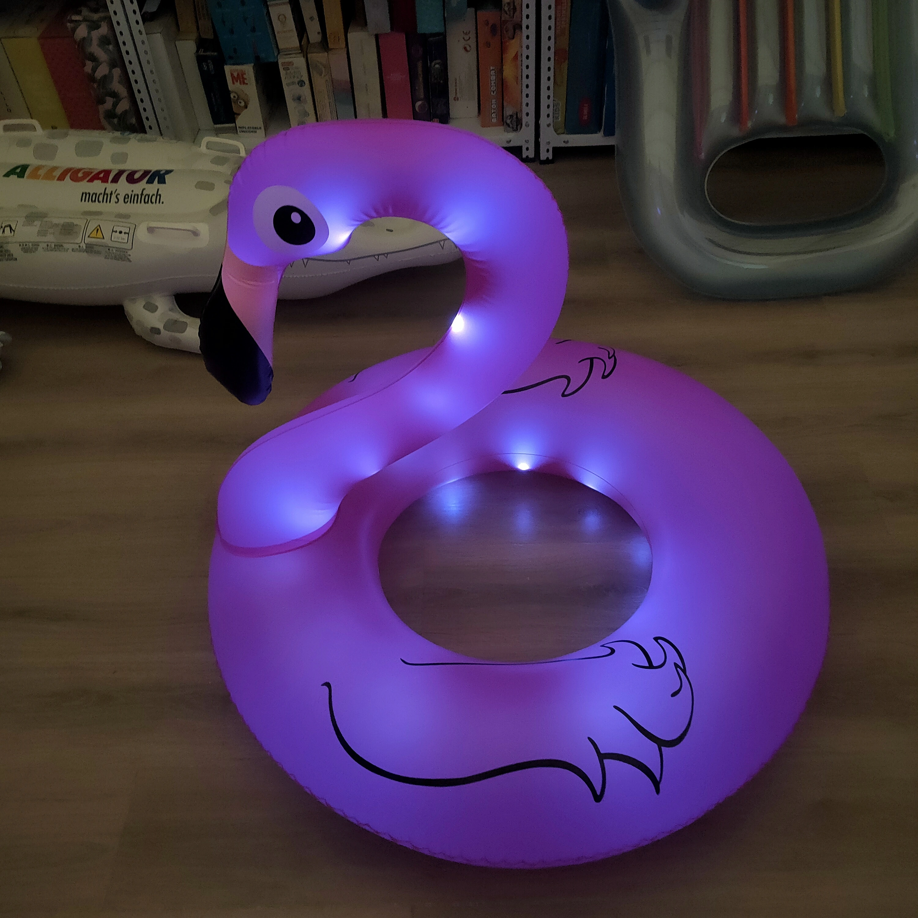 OEM PVC LED Inflatable Flamingo Swim Ring Summer Pool Toys 1