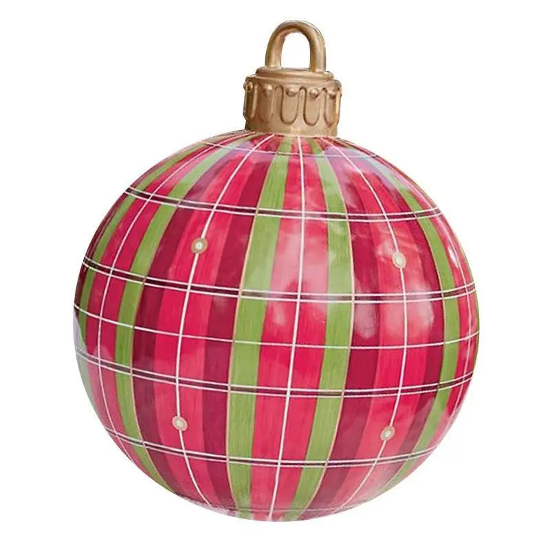 OurWarm PVC 24 Inch Light Up Giant Yard & Pool Blow Up Ornaments Remote Christmas Decorated Inflatable Ball With Lights 1