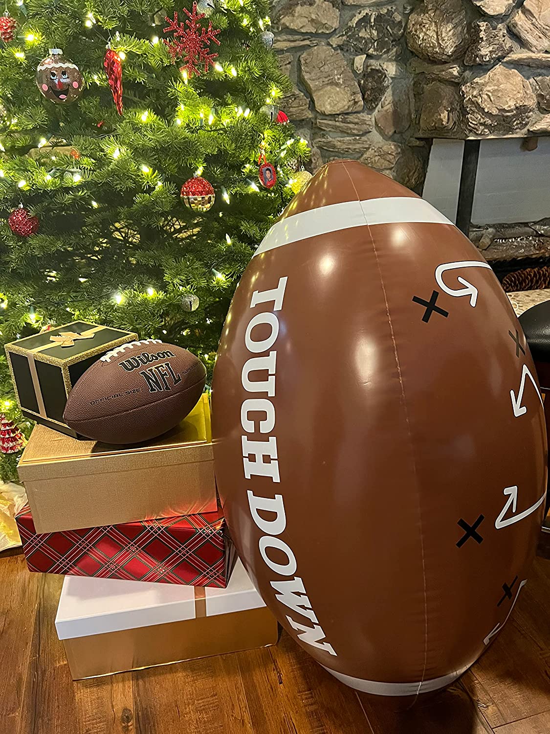 Ballon de football gonflable géant de 91 cm avec tee, idéal pour une fête de football, un match ou une soirée sur le thème du football. Décoration de fête sportive. 4