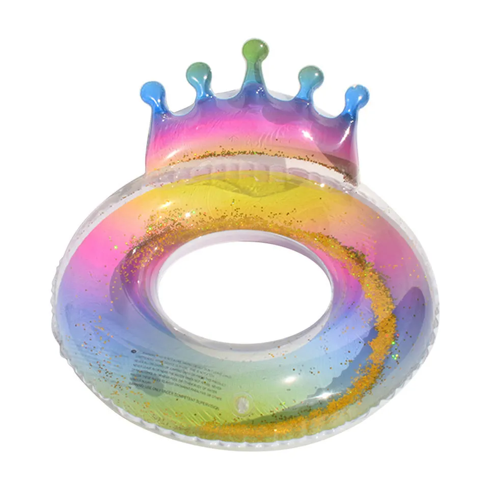 Summer Party Outdoor Water Toys Hot Sale Inflatable Pool Floats Glitter Swim Ring with Colorful Tube 1