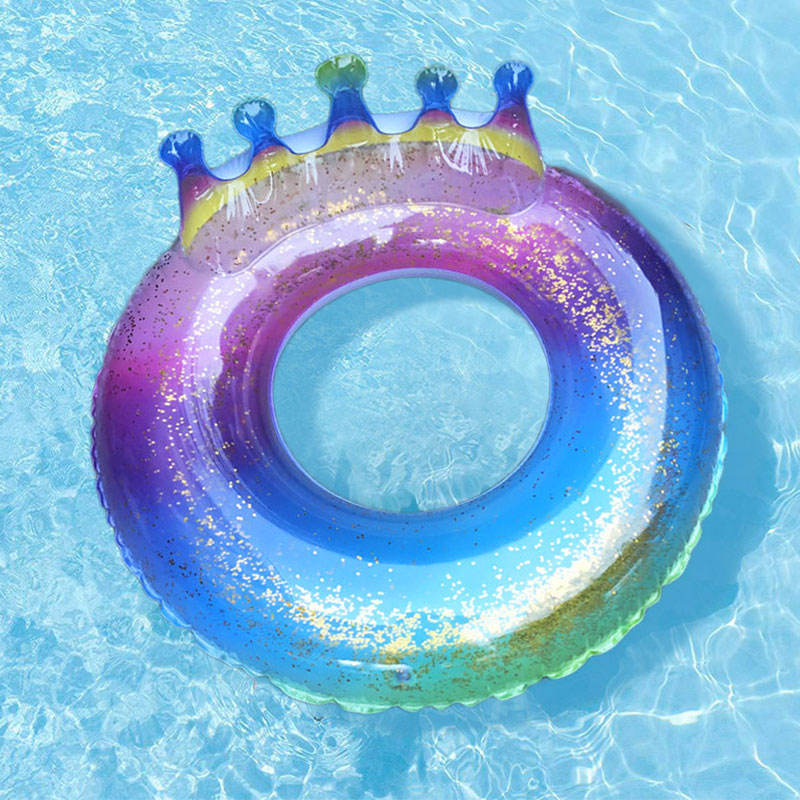 Summer Party Outdoor Water Toys Hot Sale Inflatable Pool Floats Glitter Swim Ring with Colorful Tube 5