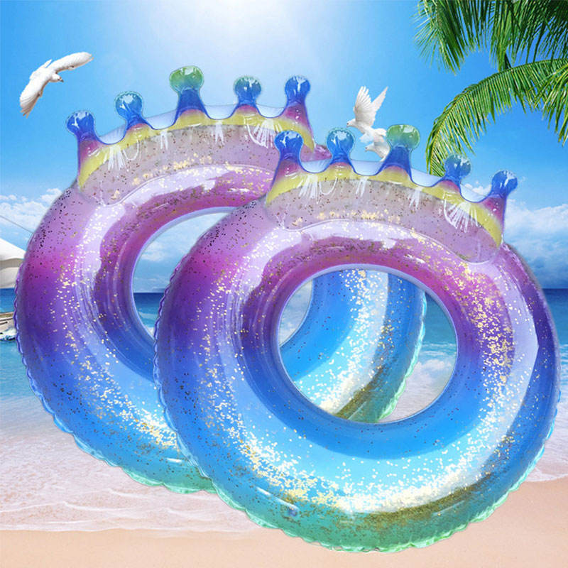 Summer Party Outdoor Water Toys Hot Sale Inflatable Pool Floats Glitter Swim Ring with Colorful Tube 4