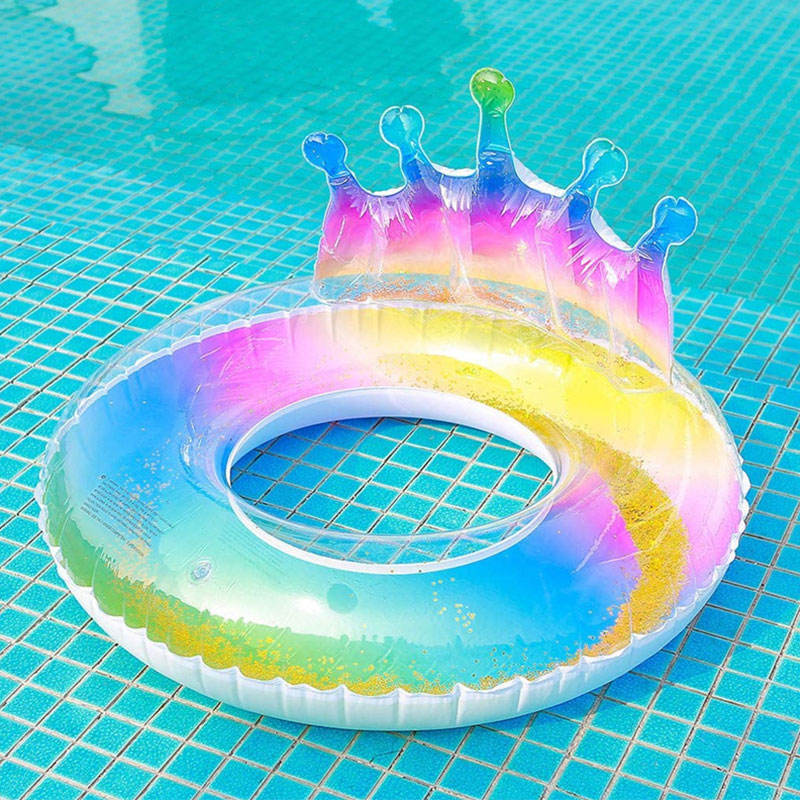Summer Party Outdoor Water Toys Hot Sale Inflatable Pool Floats Glitter Swim Ring with Colorful Tube 3