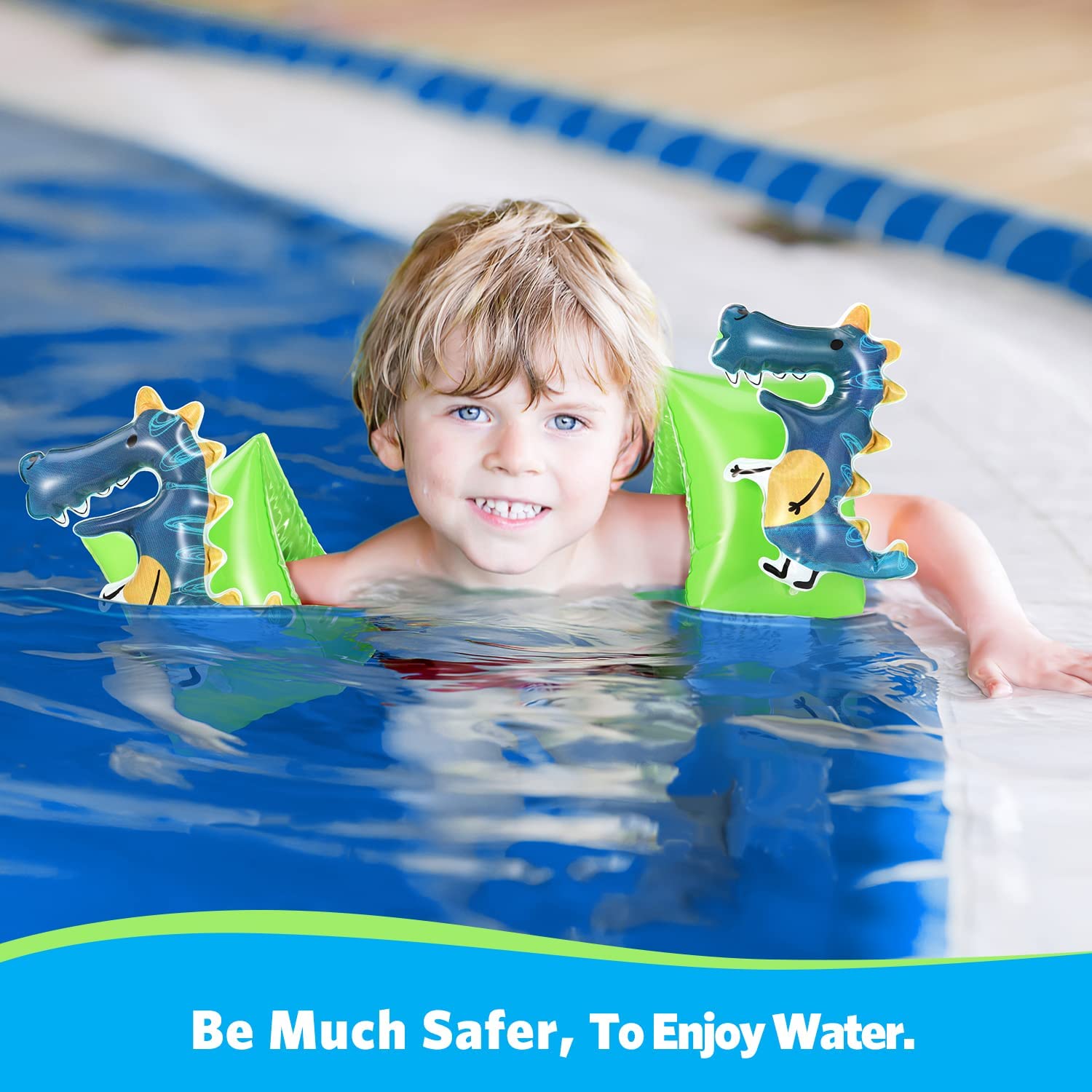 2 Stück aufblasbarer Arm-Schwimmkörper für Kinder – aufblasbare Schwimmarmbänder, Ringe, Schwimmflügel für Kinder, blaues Einhorn 2
