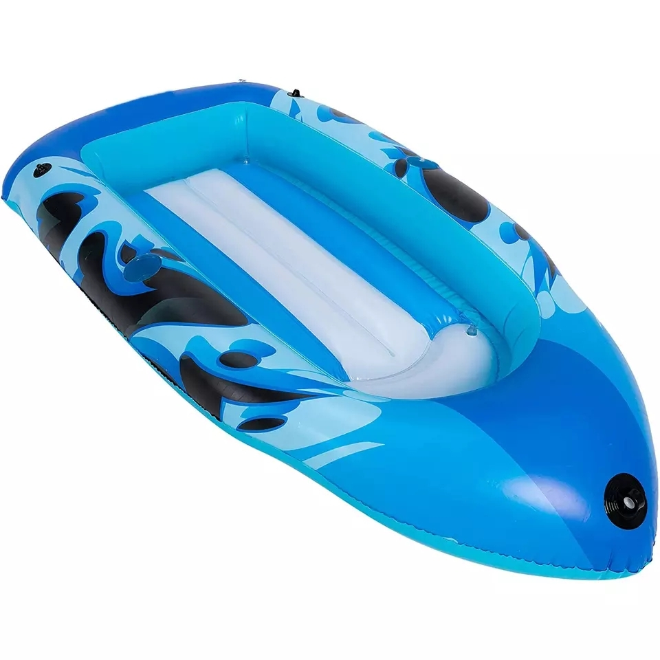 Inflatable Boat Swimming Pool Float for Kids Summer Water Float Toys Lounge Raft with Blue Bottom 1