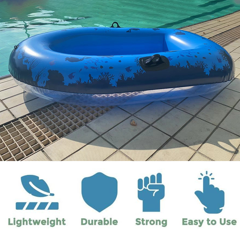 Inflatable Boat for Swimming Pool Lake Clear Bottom Inflatable Raft for Kids and Adults with 2 handles 4