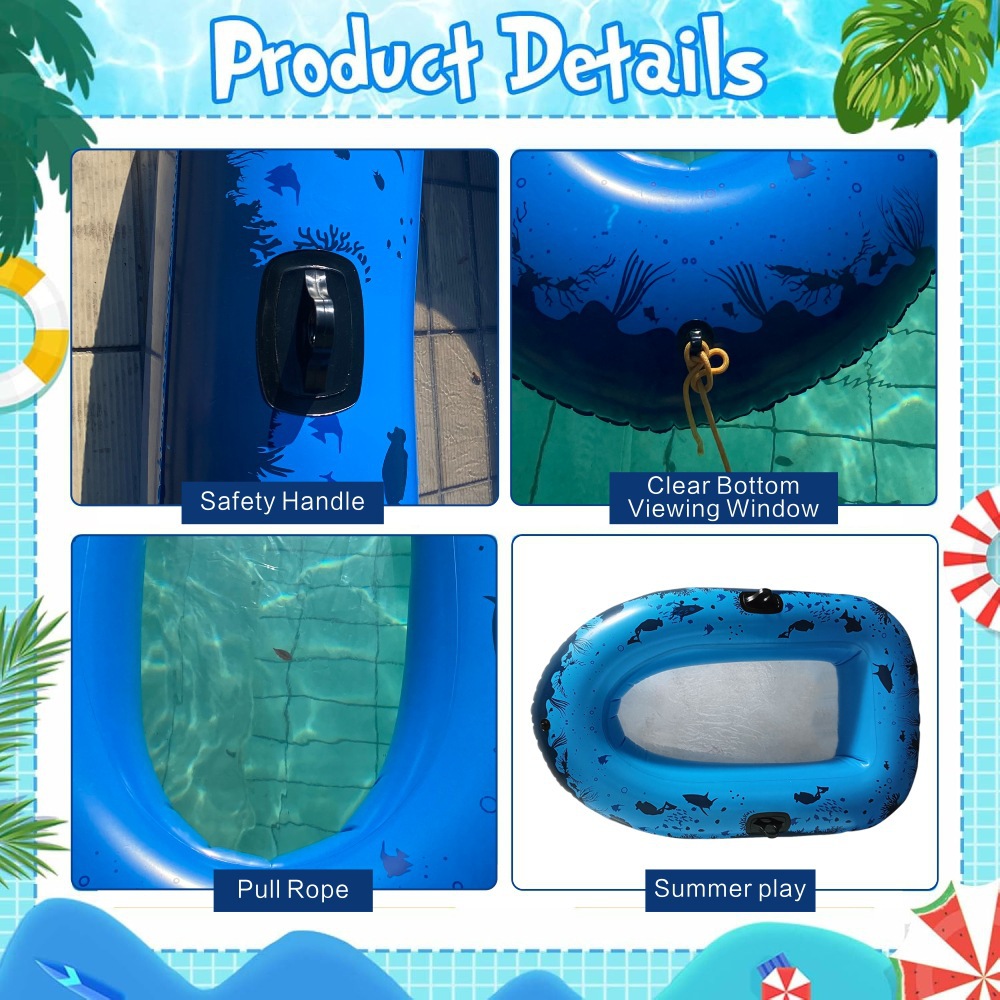 Inflatable Boat for Swimming Pool Lake Clear Bottom Inflatable Raft for Kids and Adults with 2 handles 5