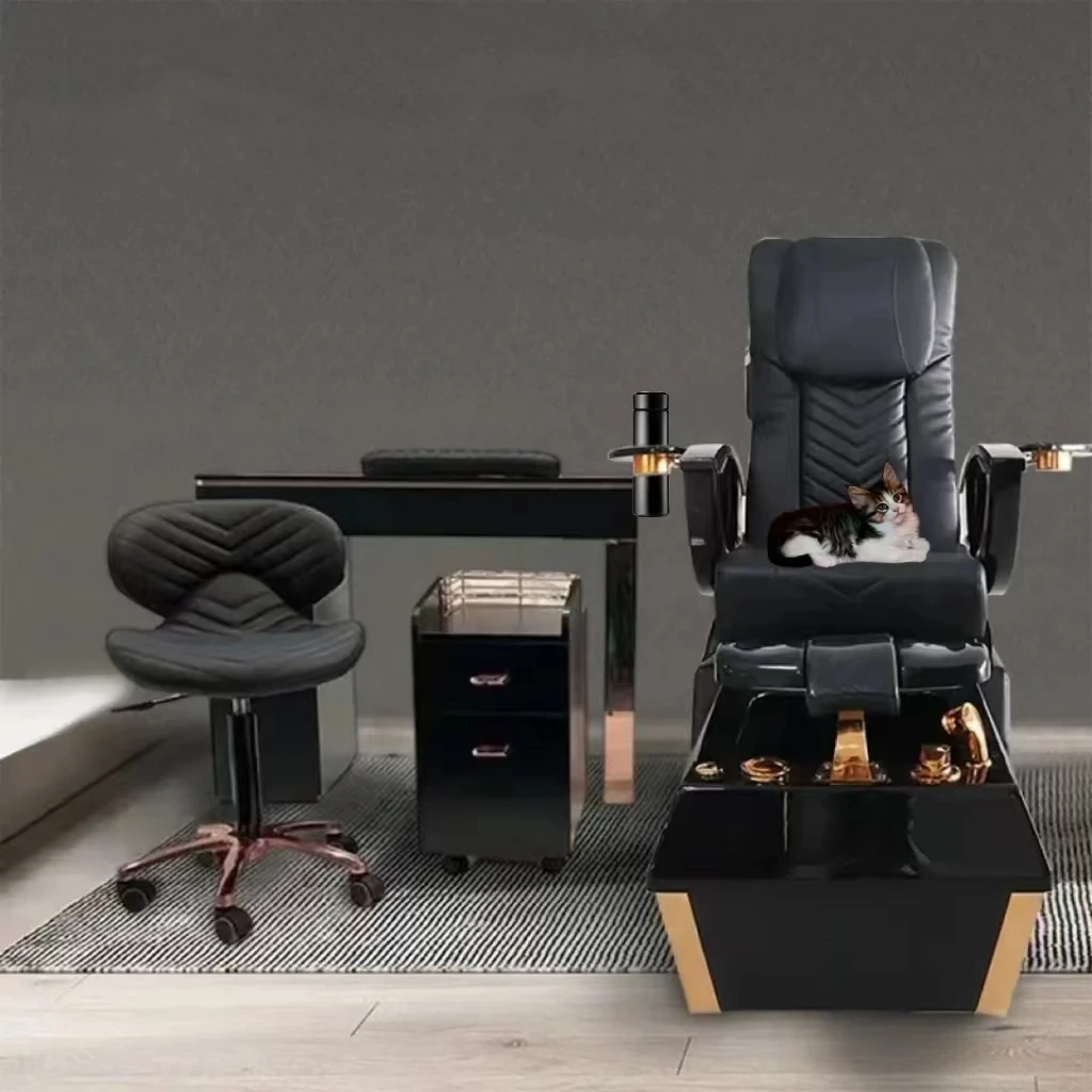 Silla de pedicura de lujo Fengsheng, muebles de salón, silla de masaje de pedicura de Color negro de alta calidad a la venta 1