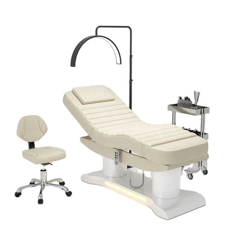 New Brown Curved Air Massage Beauty Facial Bed Ergonomic De Massage Electric Eyelash Facial Bed Beauty Bed Cosmetic Beauty Salon 1
