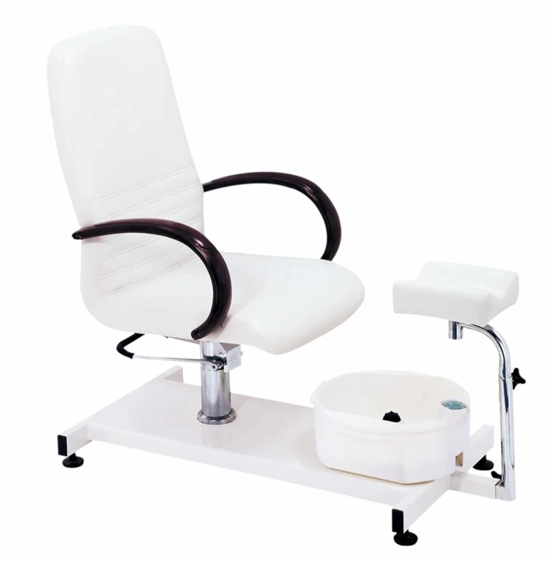 Sillas de pedicura de Spa ajustables, juego de pedicura con elevación hidráulica, silla de salón de belleza con baño de pies de masaje de burbujas fácil de limpiar, color blanco 1