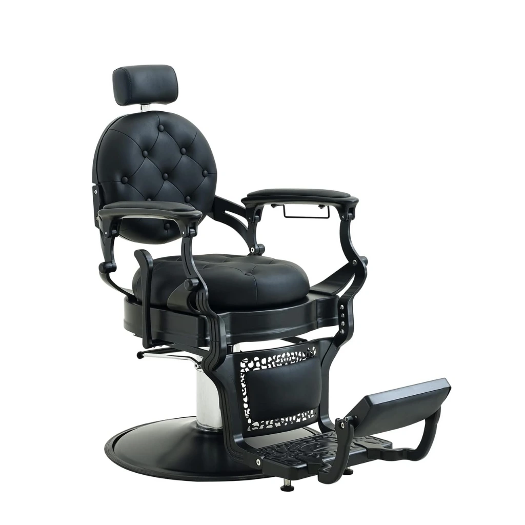 Vintage pompe hydraulique supplémentaire Capone chaise de barbier de glace noire salon de coiffure classique chaise de barbier pliante salon de coiffure chaise repose-pieds réglable 1