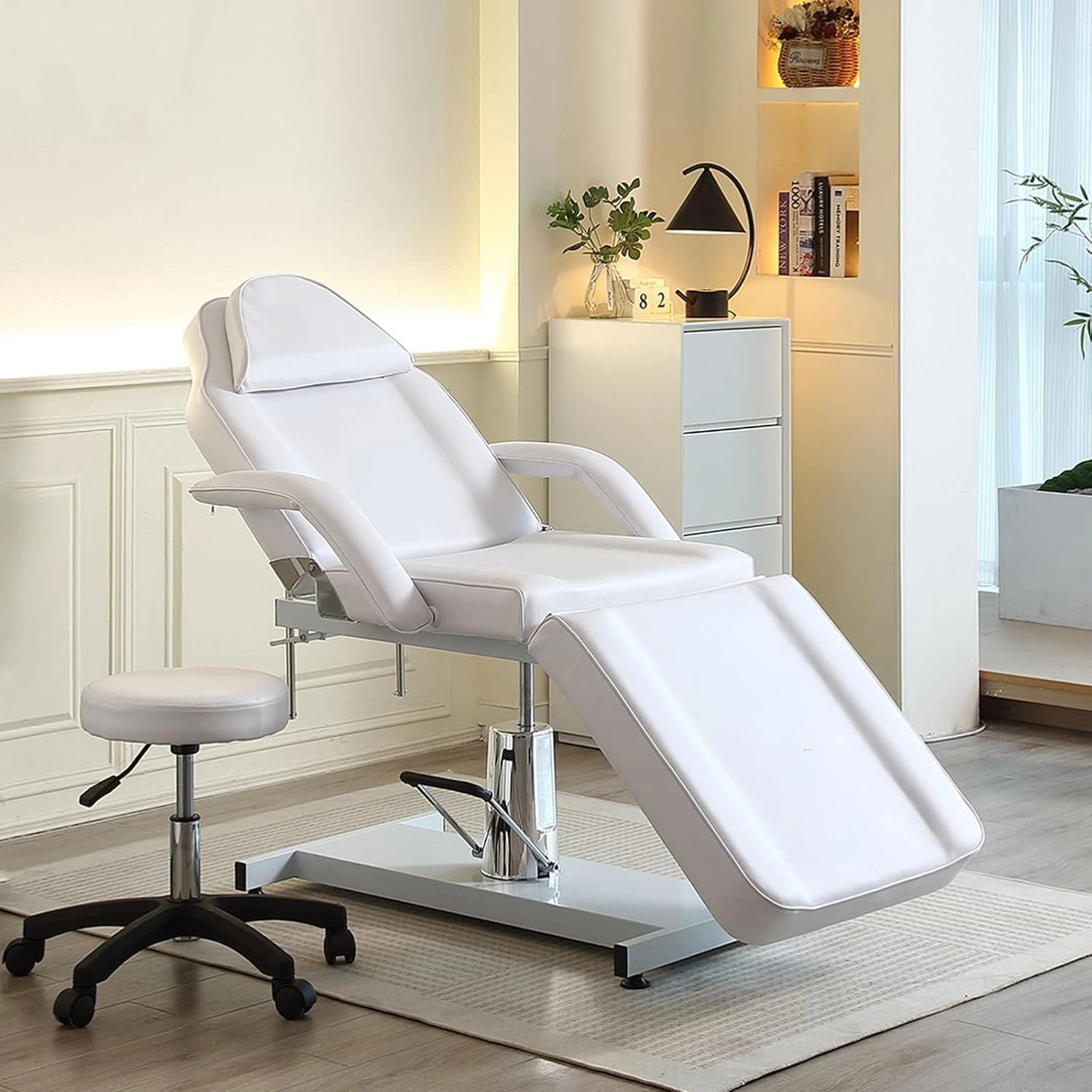Cama de masaje multifunción silla facial plegable salón de spa ajustable cama de belleza tatuada silla de cama de belleza con taburete 1
