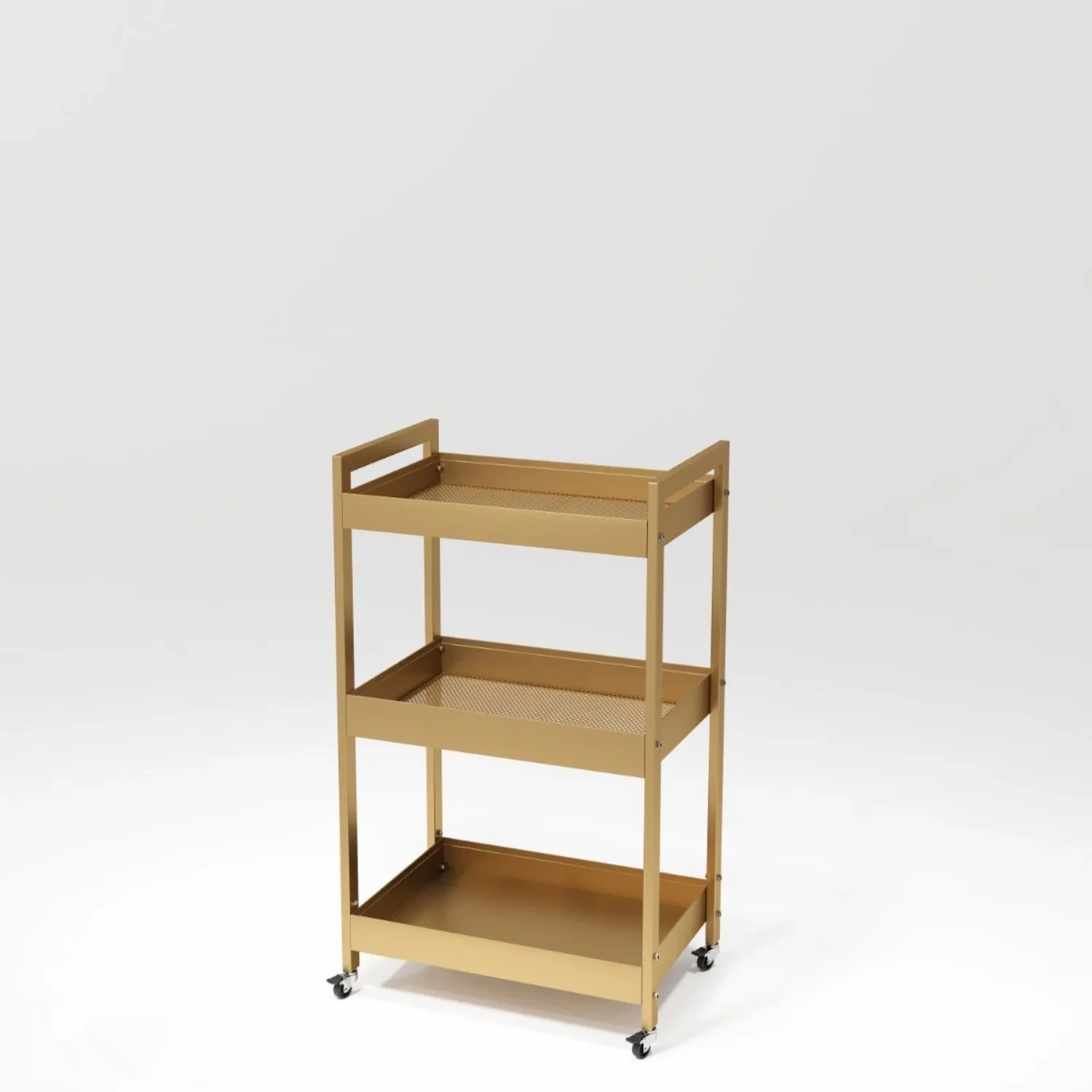 Latest Modern Design Salon Furniture Gold Removable Beauty Trolley Makeup  Metal Material Trolley 1