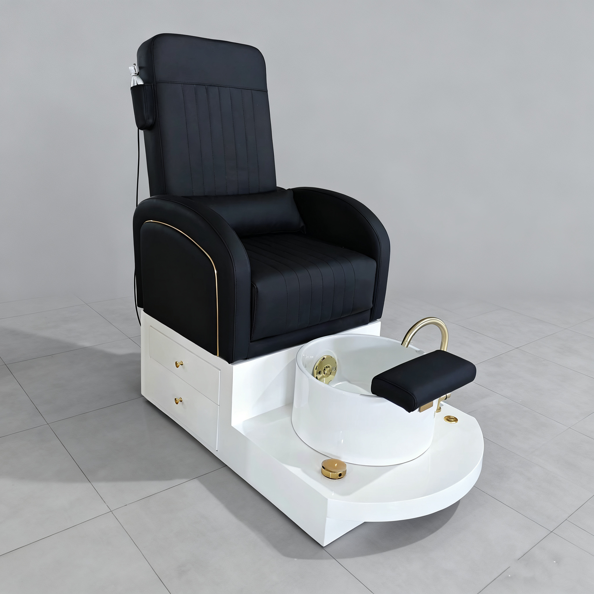 Hot Sale New Electric Line Design Pink Pedicure Chair Ceramic Basin With Light Surfing Function Suitable For Nail Salons 1