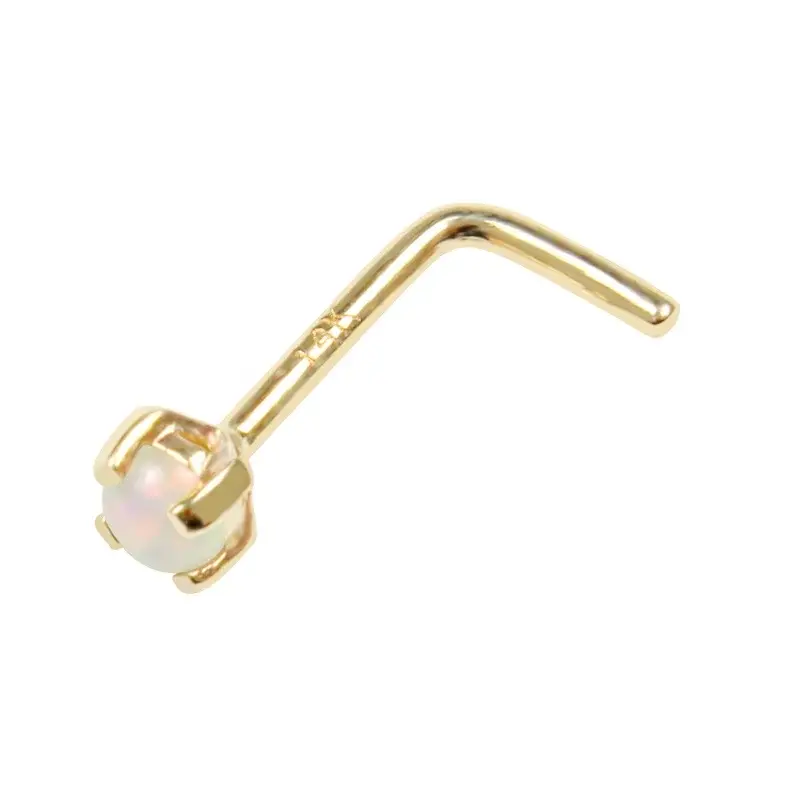 14k Gold Nose Hoop Opal by Eternal Metal 2