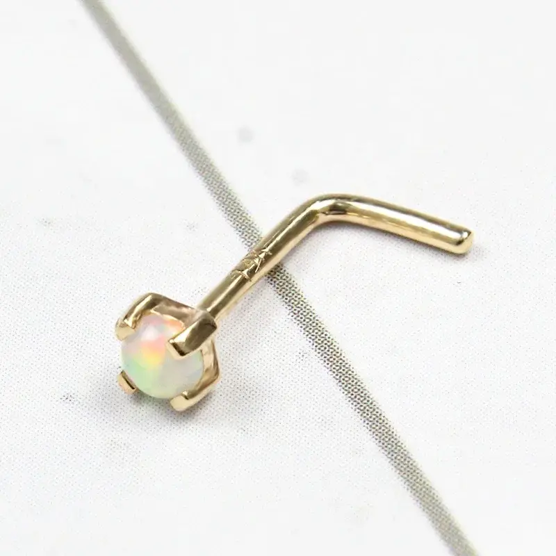 14k Gold Nose Hoop Opal by Eternal Metal 4