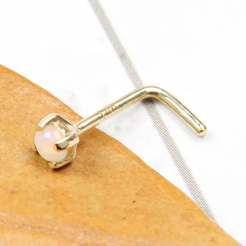 14k Gold Nose Hoop Opal by Eternal Metal 6