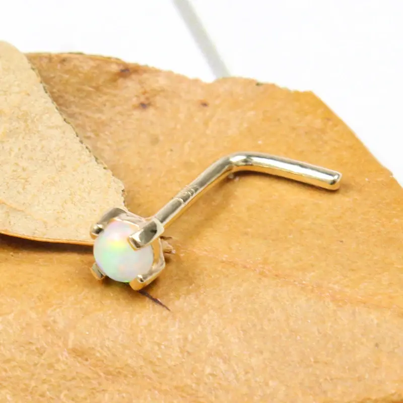14k Gold Nose Hoop Opal by Eternal Metal 5