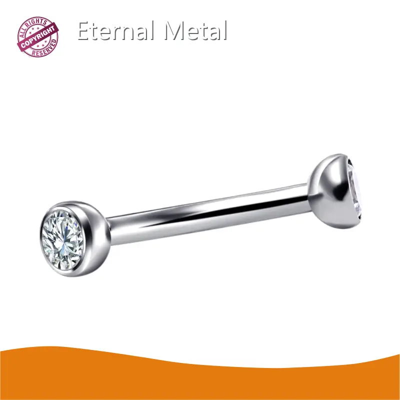 Latestquality Body Piercing Jewelry Eyebrow Ring Silver + Clear CZ 1