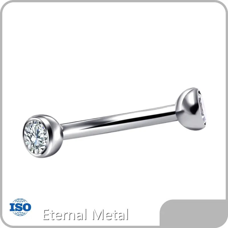 Titanium Eyebrow Ring Bezel Setting by Eternal Metal 1