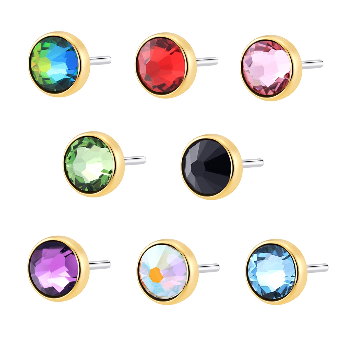 Eternal Metal 14K Solid Gold Round Bezel Setting Push In Top Replacement Jewelry Part Piercing Jewelry 1
