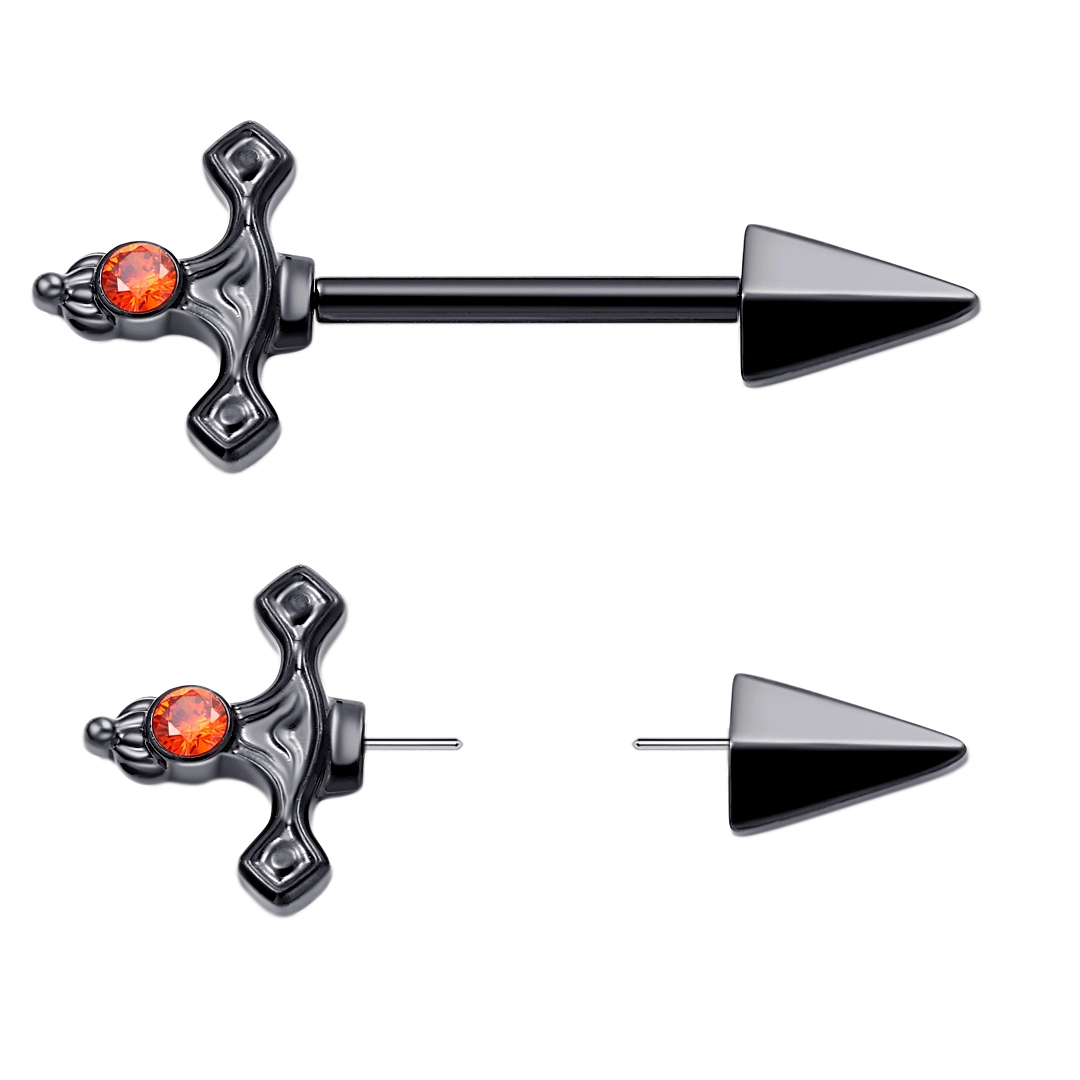 Anéis de mamilo em forma de espada de metal eterna com CZ 1