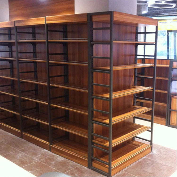 وحدات رفوف سوبر ماركت من الخشب الصلب الصديقة للبيئة - طبقات قابلة للتعديل لعرض مرن 1