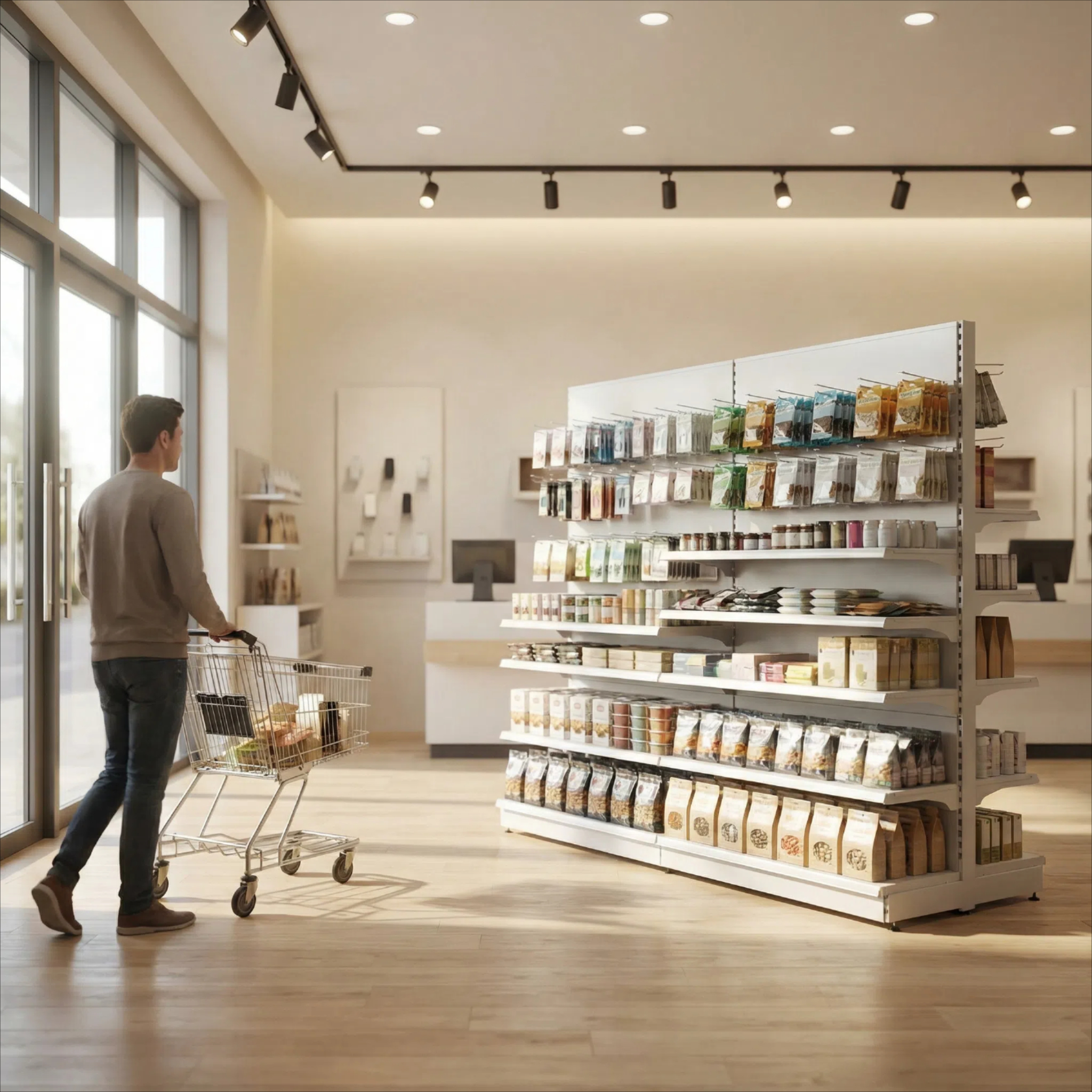 رف حائط قابل للتعديل لعرض المنتجات في المتجر 1