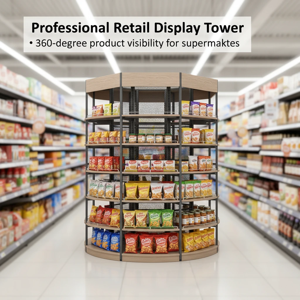 Rayonnage commercial hexagonal à plusieurs niveaux 1