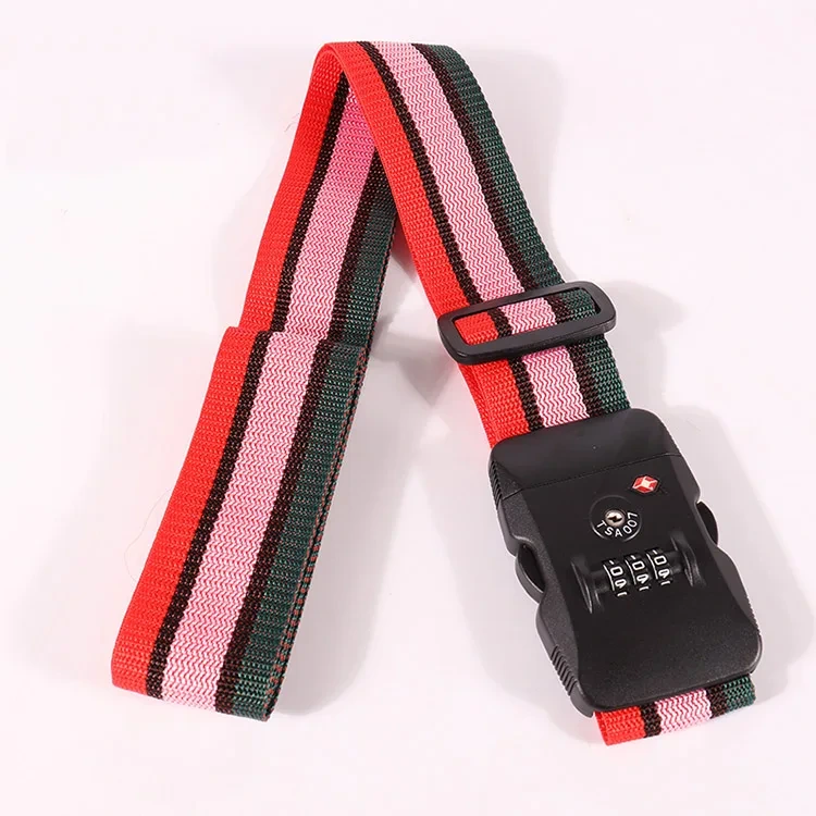Custom Logo Heat Transfer Elastic Safety Luggage Strap With Lock 1