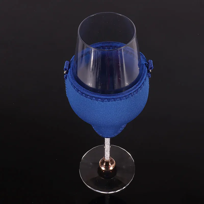 Maßgeschneiderter Weinglashalter aus Neopren mit Umhängeband – umweltfreundlicher blauer Kelch 3
