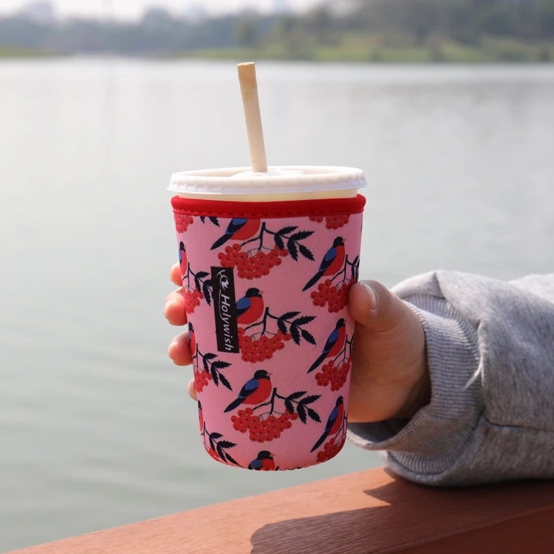 Pemegang Cawan Minuman Neoprena Merah Jambu Logo Tersuai 1