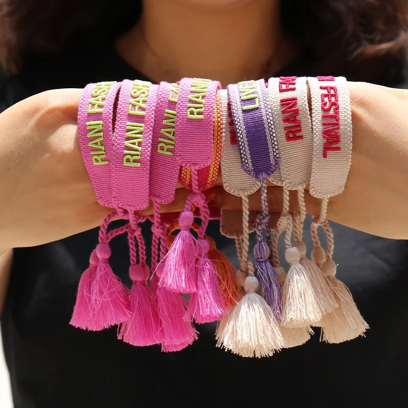 Benutzerdefinierte Polyester-Musik-Party-Events-Stickerei-Logo-Armband 1