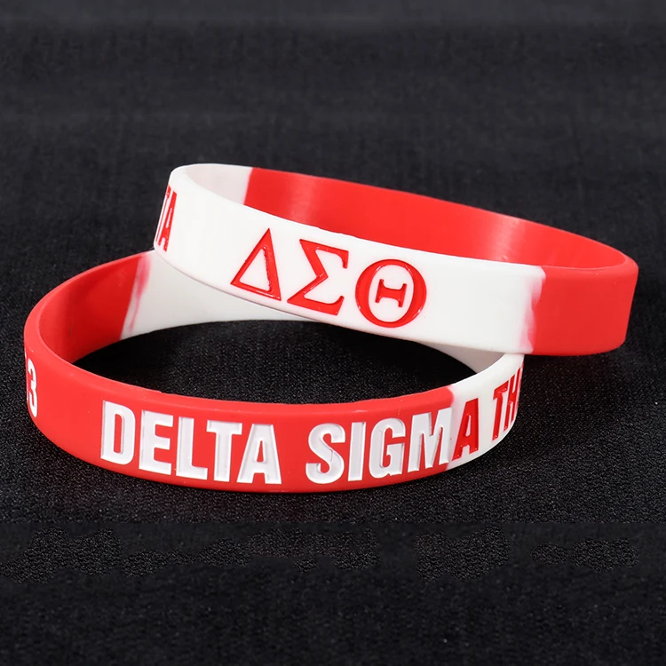 Bracelet en silicone segmenté bicolore en deux couleurs avec logo de couleur contrastée 6