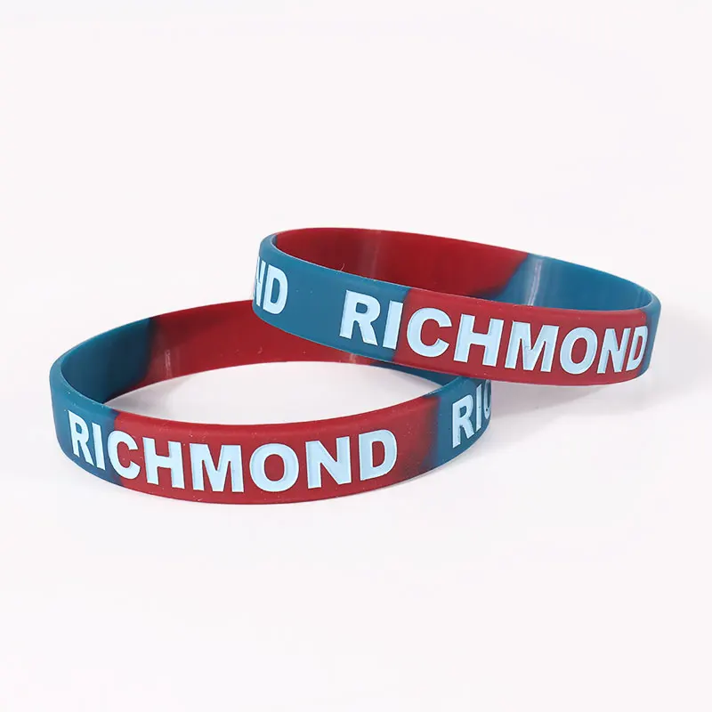 Bracelet en silicone segmenté bicolore en deux couleurs avec logo de couleur contrastée 7