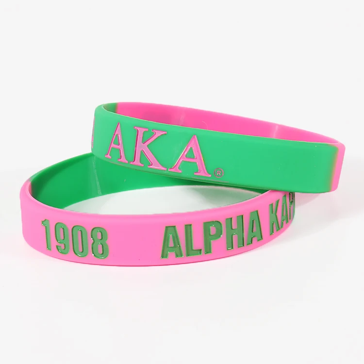 Bracelet en silicone segmenté bicolore en deux couleurs avec logo de couleur contrastée 5