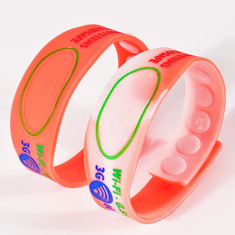 NFC-Silikon-Armbänder, violett, orange, transparent, RFID, verstellbares Druckknopf-Gummi-Armband 1