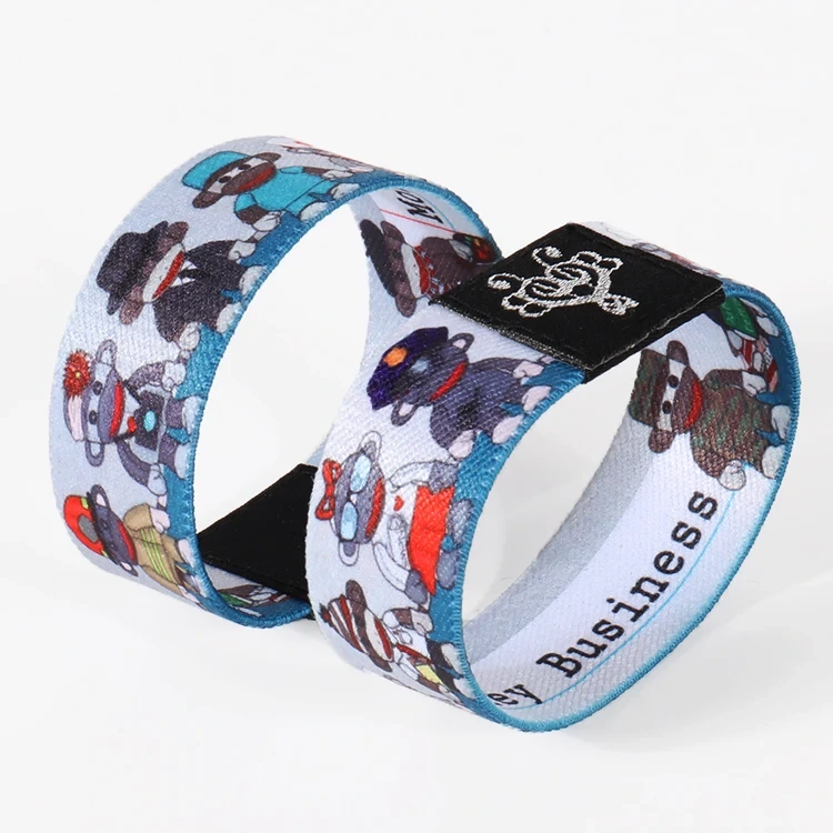 Polyester texta Tag Stretchy Wristbands RFID customized 1